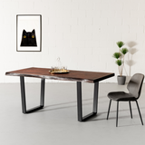 Live Edge Acacia Dining Table With Black U Legs/Honey Walnut - Wazo Furniture