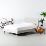 CLARA - Light Grey Fabric Bed - Wazo Furniture