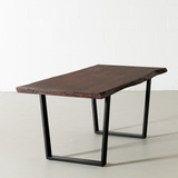 Live Edge Acacia Dining Table With Black U Legs/Honey Walnut - Wazo Furniture