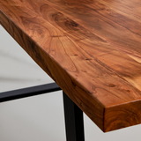 Straight Cut Acacia Wood Table with Black U-Shaped Legs/Natural Colour - Wazo Furniture