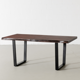 Live Edge Acacia Dining Table With Black U Legs/Honey Walnut - Wazo Furniture