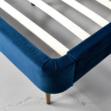 MEREDITH - Dark Blue Velvet Bed - Wazo Furniture
