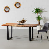 Acacia Natural Wood Live Edge Table with Black U-Shaped Legs/Natural Color - Wazo Furniture