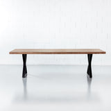 Straight Cut Acacia Dining Table With Black X-Shaped Legs/Natural Color