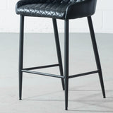 MATEO - Black Leather Bar Stool (65 cm & 75 cm)