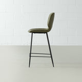 MONROE - Green Leather Bar Stool (65 cm)