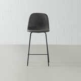 MILAN - Dark Grey Leather Bar Stool