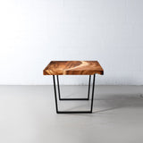Straight Cut Suar Table with Black U Shaped Legs/Natural Finish