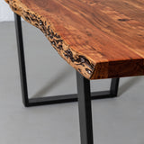 Acacia Natural Wood Live Edge Table with Black U-Shaped Legs/Natural Color - Wazo Furniture