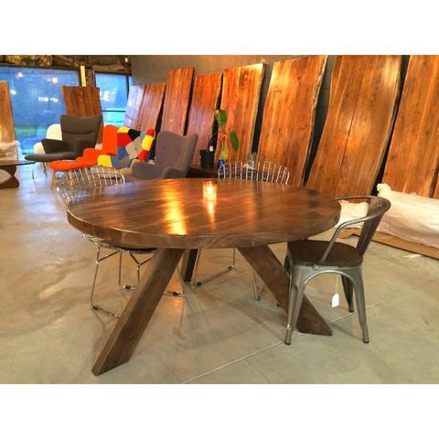 Acacia Round Dining Table 120cm Walnut