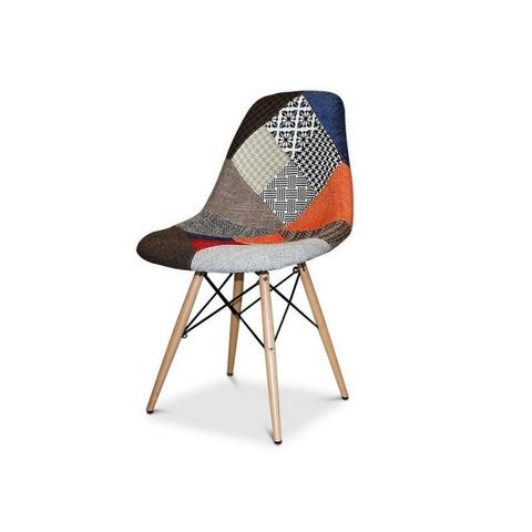 Eames Style Patchwork Fabric Side Chair