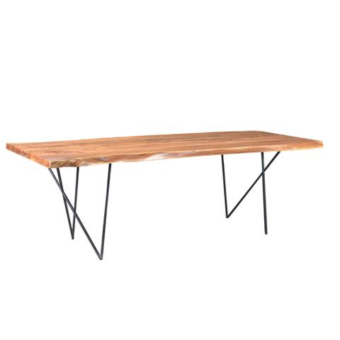Solid Wood Acacia Conference Table w/ X Hairpin Base