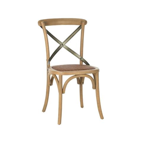 Wazo Oak Wood Dining Chair with Cross Iron Back