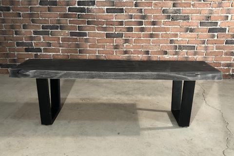 Acacia Live Edge Bench with Black U Shaped Legs/Grey Color - Wazo Furniture