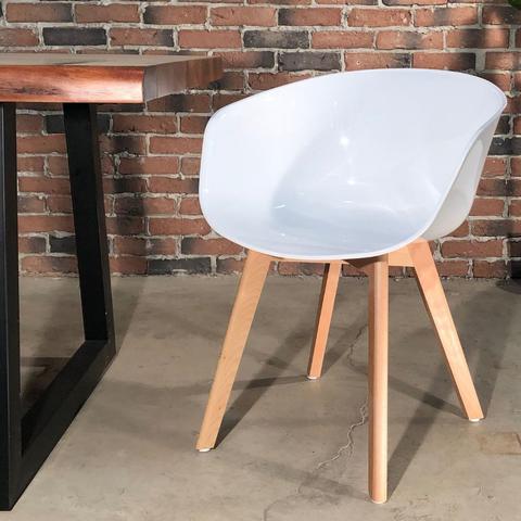 COPEN – Scandinavian Bucket Chair with Wooden Legs/White - Wazo Furniture
