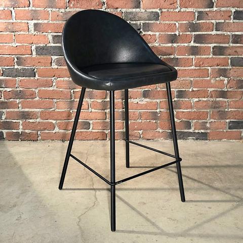 DEX Leather Bar Stool (Black) - Wazo Furniture