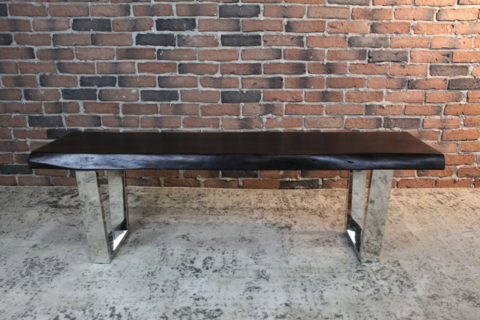 Acacia Live Edge Bench with Chrome U Shaped Legs/Walnut Color - Wazo Furniture