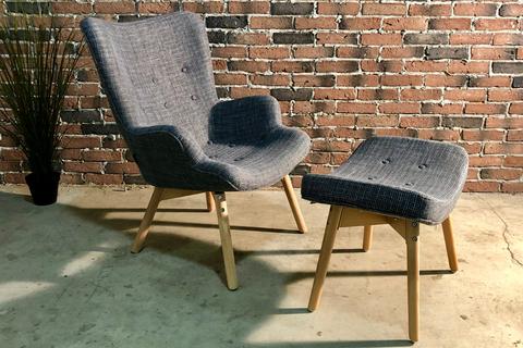 Featherstone Style Contour Lounge Chair & Ottoman (Dark Grey) - Wazo Furniture