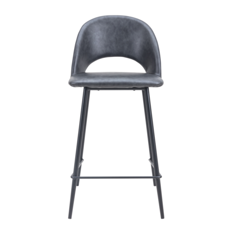 WALTER Leather Bar Stool (Grey)