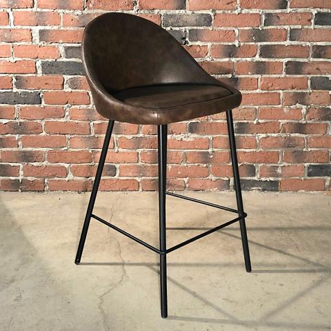 DEX Leather Bar Stool (Brown) - Wazo Furniture