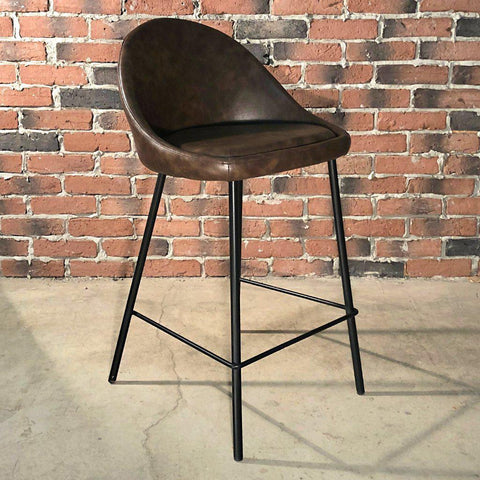 DEX - Brown Leather Counter Stool, 65 cm - Wazo Furniture