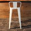 Tolix Bar Stool with Backrest and Wood Seat - 75 cm - Wazo Furniture