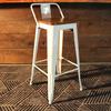 Tolix Bar Stool with Backrest and Wood Seat - 75 cm - Wazo Furniture