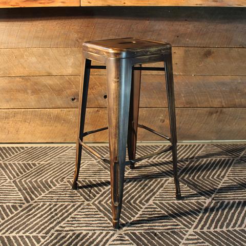 All Metal Tolix Bar Stool - Distressed Copper