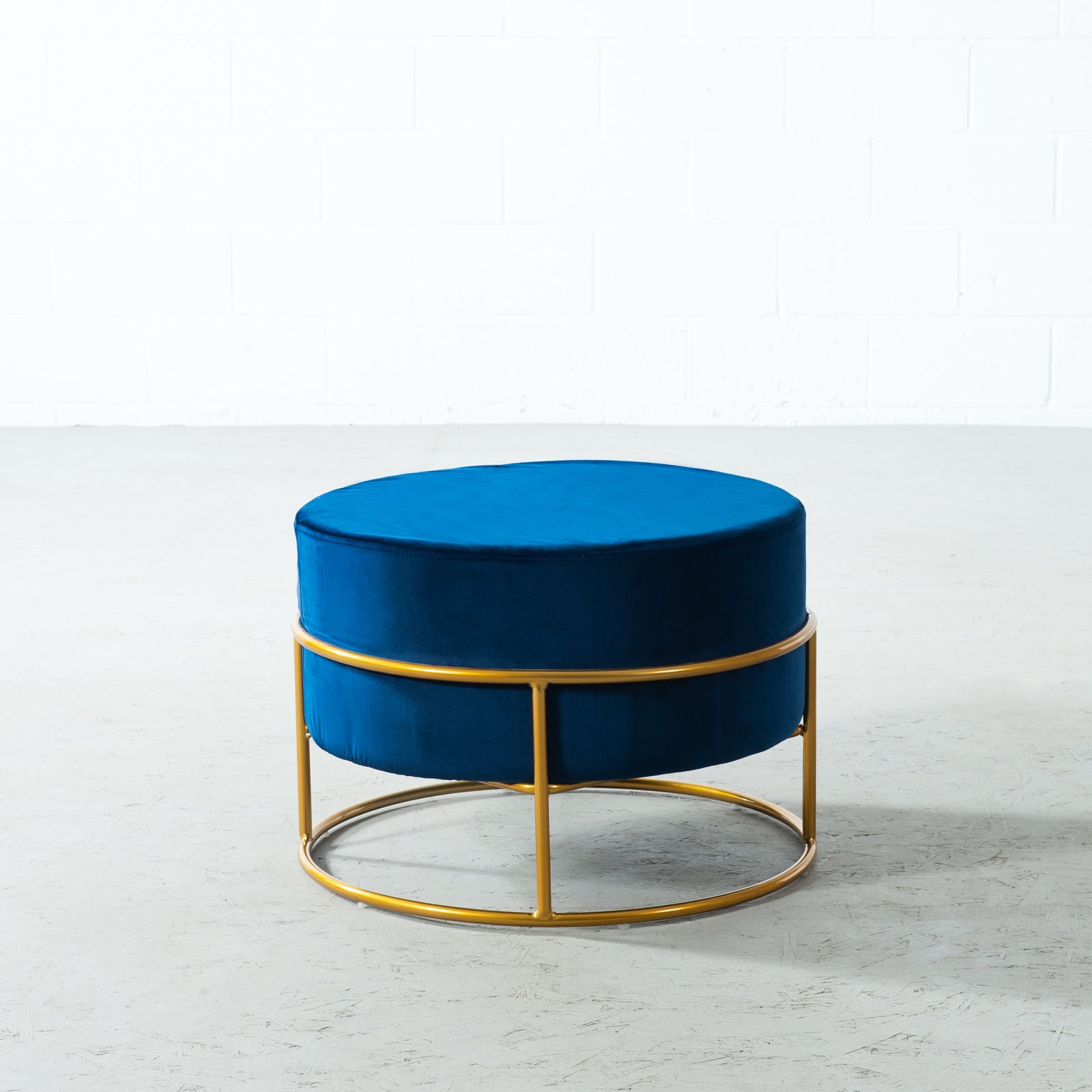CAMERON - Blue Velvet Ottoman