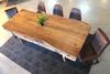 Acacia Live Edge Table with Wooden Plank Legs/Natural Color - Wazo Furniture