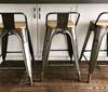 Tolix Bar Stool with Backrest and Wood Seat - 65 cm - Wazo Furniture