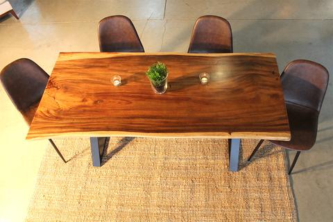 Ava Live Edge Suar Table with X Shaped Legs