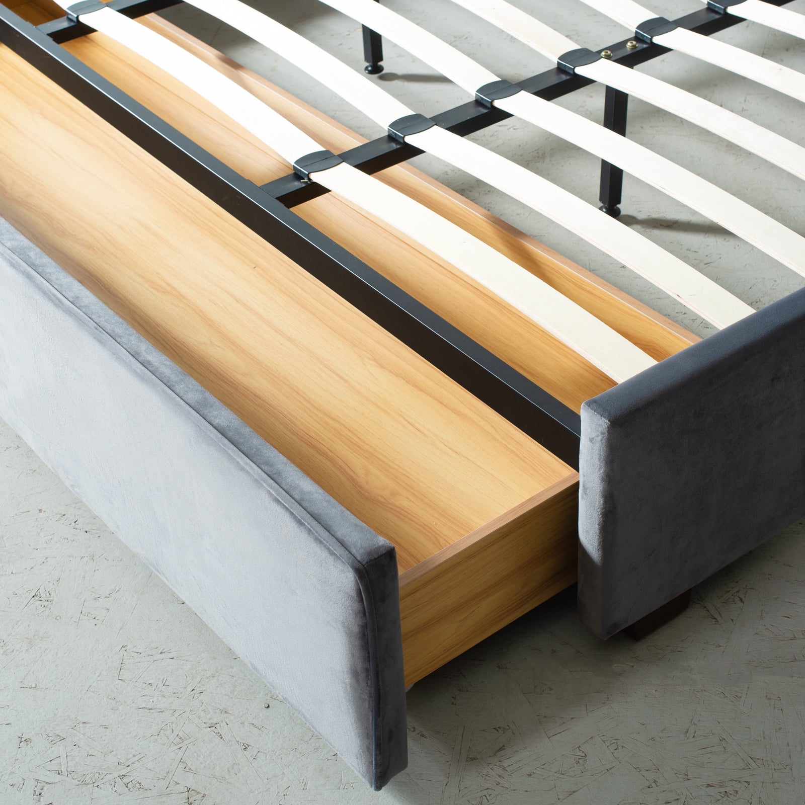 Amara - Grey Fabric Bed with Storage
