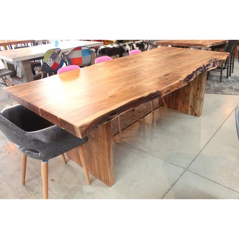 Acacia Live Edge Table with Wooden Plank Legs