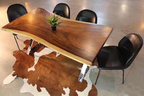 Emma Live Edge Suar Table with X Shaped Legs