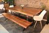 Straight Cut Acacia Wood Table with Chrome U Legs/Natural Colour - Wazo Furniture