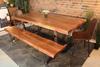 Straight Cut Acacia Wood Table with Chrome U Legs/Natural Colour - Wazo Furniture