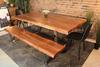 Straight Cut Acacia Wood Table with Chrome U Legs/Natural Colour - Wazo Furniture