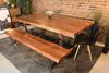 Straight Cut Acacia Wood Table with Chrome U Legs/Natural Colour - Wazo Furniture