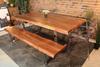 Straight Cut Acacia Wood Table with Chrome U Legs/Natural Colour - Wazo Furniture