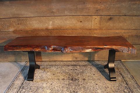 Acacia Live Edge Bench with Black Y Shaped Legs/Honey Walnut - Wazo Furniture