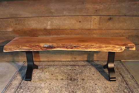Acacia Live Edge Bench with Black Y Shaped Legs/Natural Color - Wazo Furniture