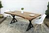 Live Edge Acacia Wood Table with Black Farmhouse Legs/Natural - Wazo Furniture