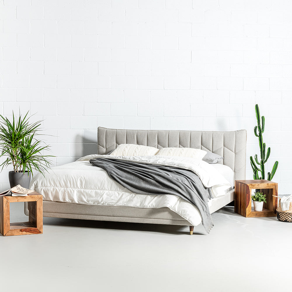 MAPLE - Light Grey Fabric Bed - Wazo Furniture