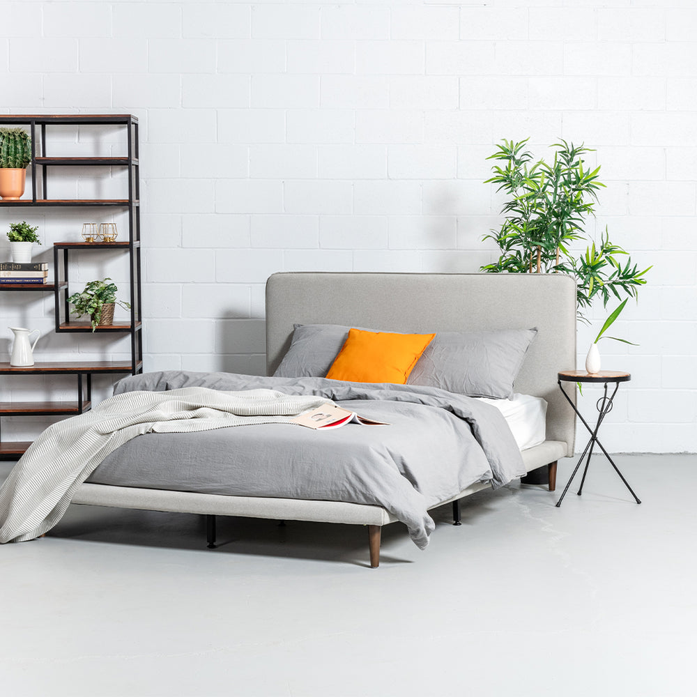MOLLY - Light Grey Fabric Bed - Wazo Furniture