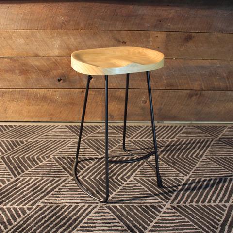 Rustic Tractor Oak Wooden Bar Stool - Wazo Furniture