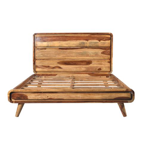 Natural Rosewood Solid Wood Bed - Queen Size