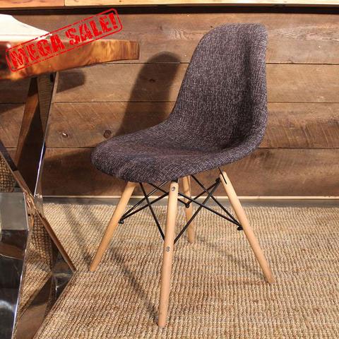 Eames Style Peppered Scandinavian Grey Fabric Side Chair