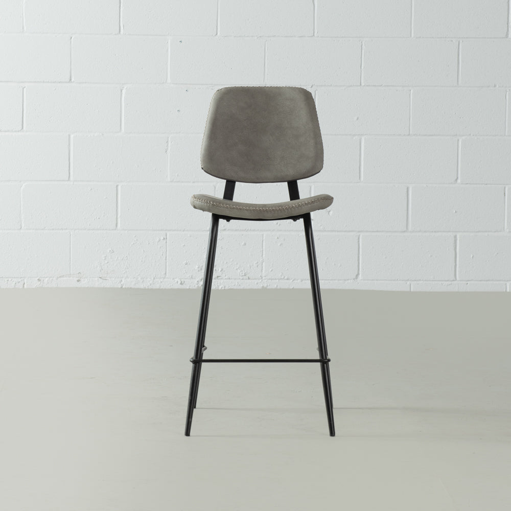 ELI - Grey Leather Bar Stool