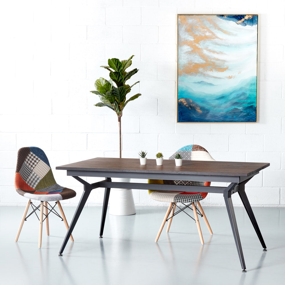 RIVERA - Table de salle à manger en bois d'orme Zelkova (160 cm)